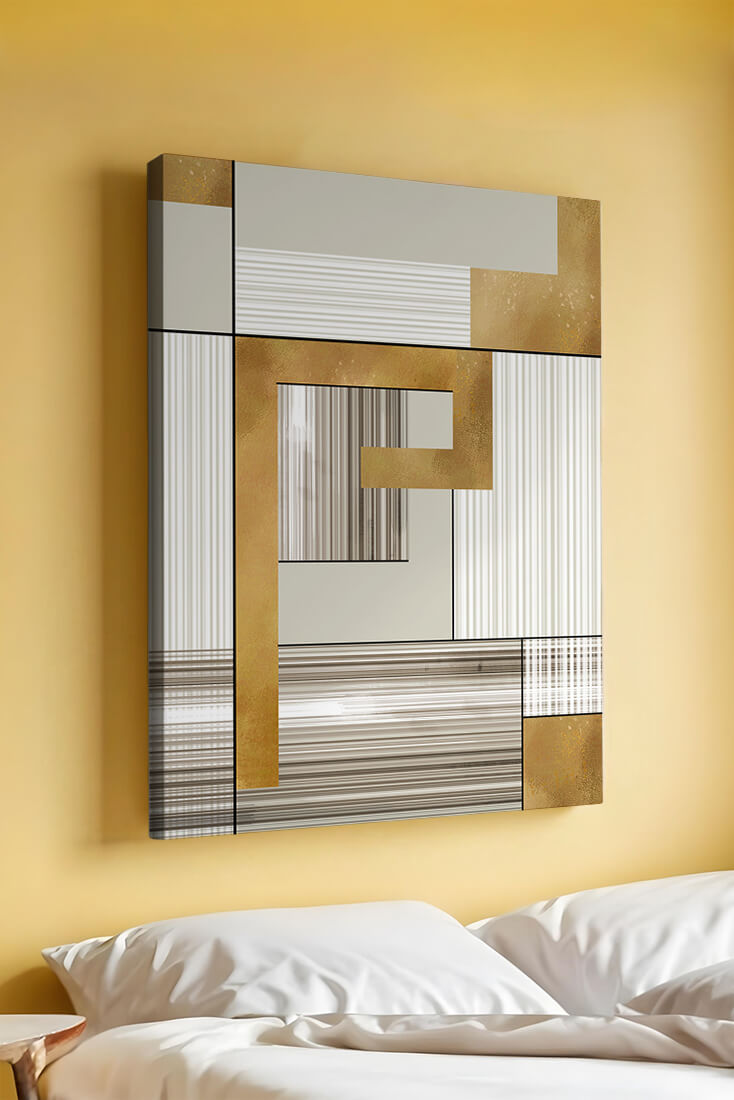 Abstract geometric pattern with gold and neutral tones