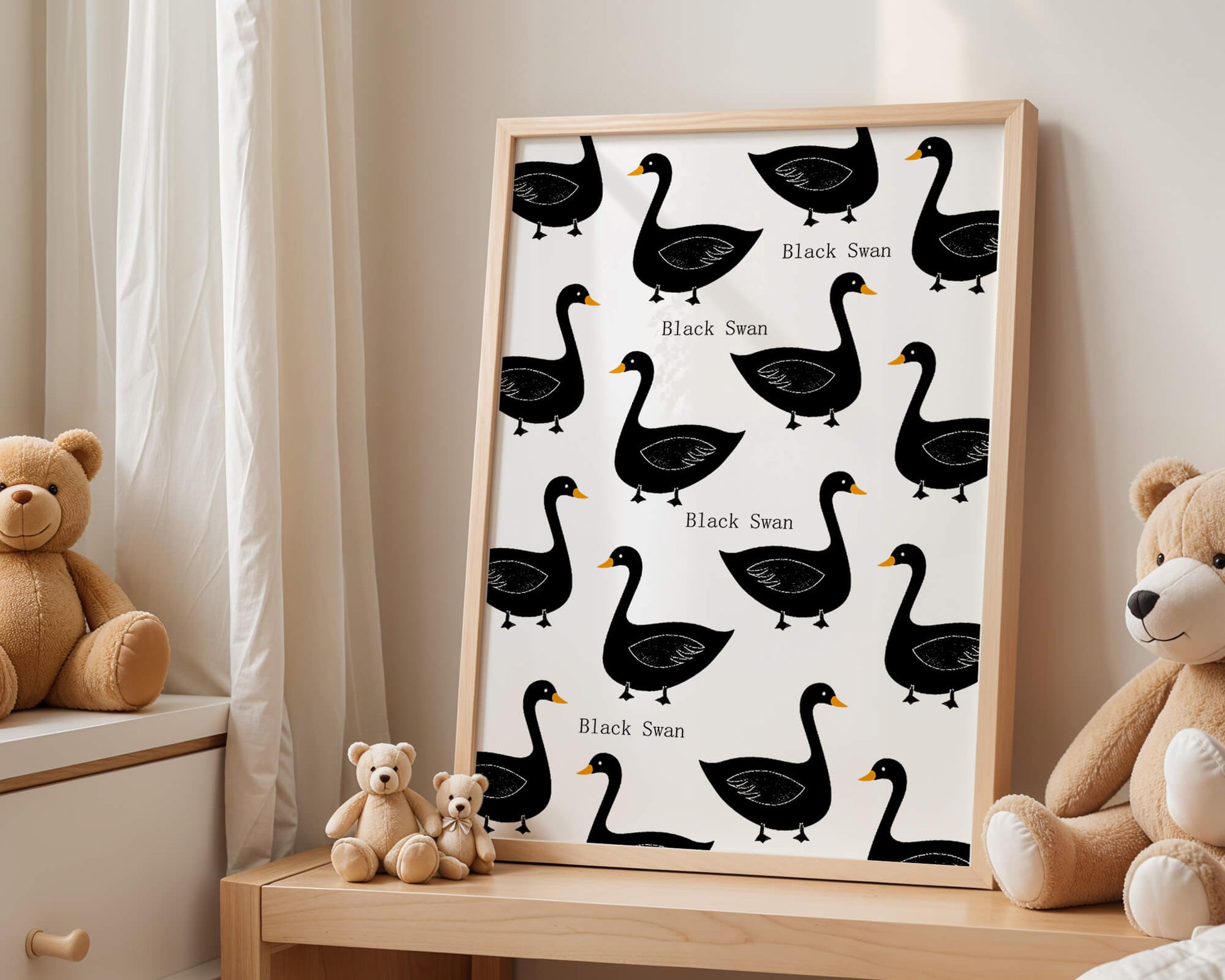 Seamless bird pattern with minimalist design and bold accents