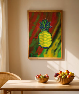 Piña abstracta colorida con fondo vibrante