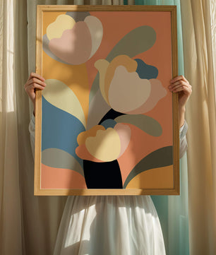 Colorful abstract shapes with soft pastel tones