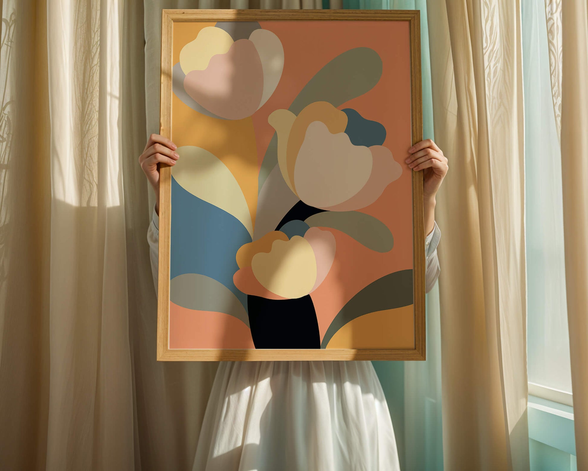 Colorful abstract shapes with soft pastel tones