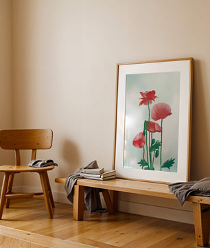 Red Poppies in Minimalist Natural Setting