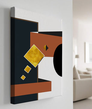 Abstract geometric art with gold accents and bold colors - Mi tienda