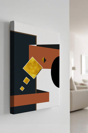 Abstract geometric art with gold accents and bold colors - Mi tienda
