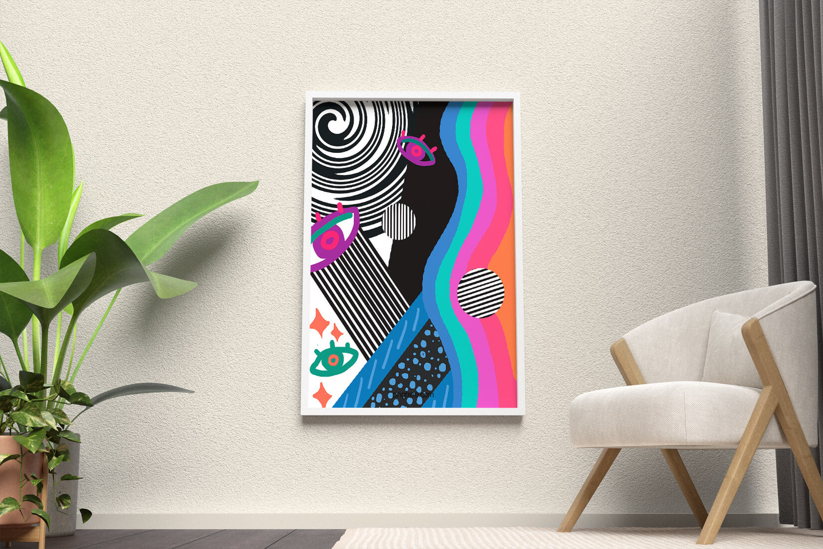 Colorful abstract art with geometric patterns and vibrant shapes