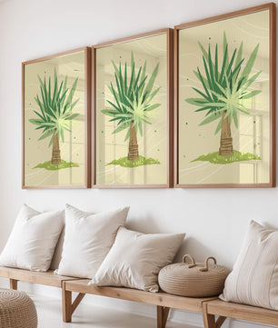 Illustrated tropical yucca plant with a textured background