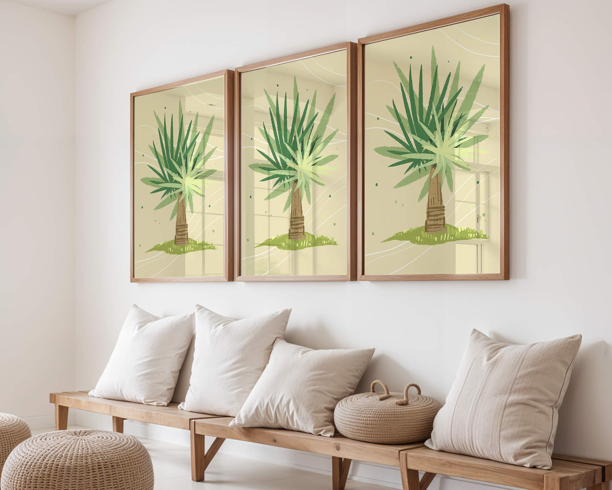Illustrated tropical yucca plant with a textured background