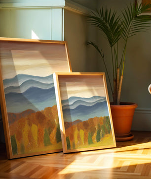 Autumn Mountain Landscape with Vibrant Trees and Colorful Sky