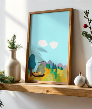 Serene landscape with melon and countryside view