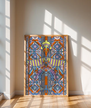 Oiseau géométrique coloré avec motifs détaillés