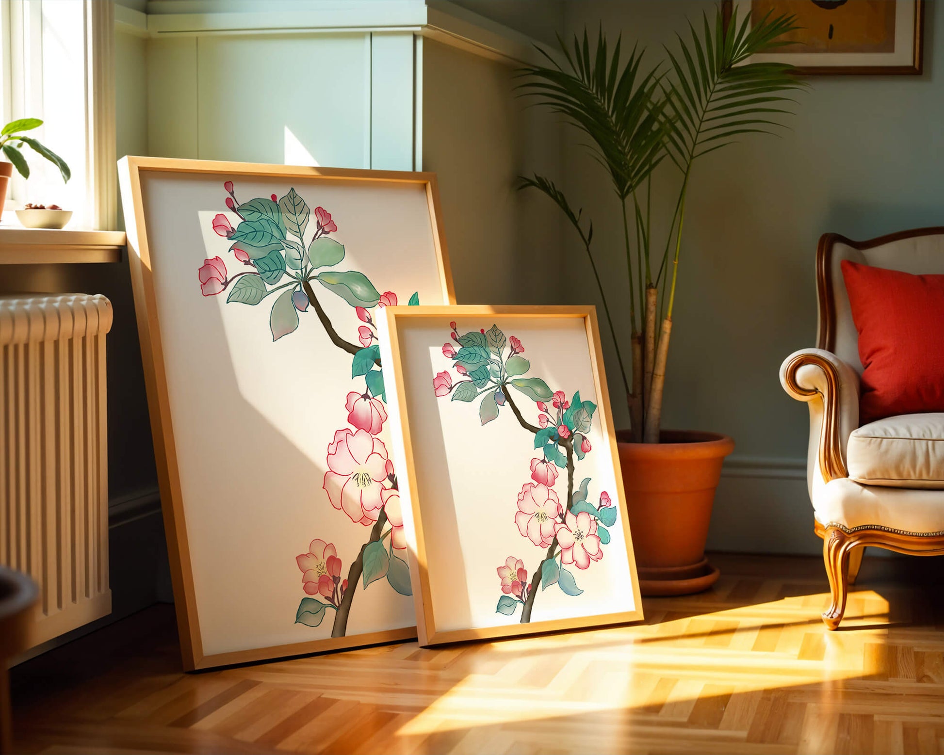 Elegant floral watercolor illustration with cherry blossom