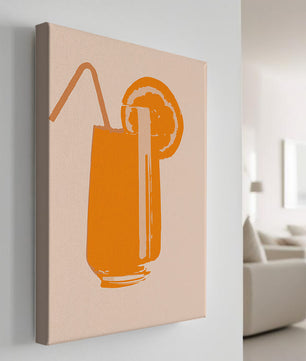 Ilustración de jugo de naranja con pajilla y rodaja de naranja
