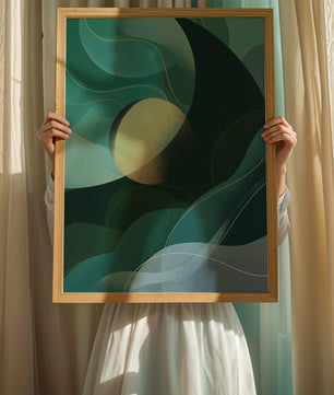 Formas fluidas abstractas verdes y azules con efecto degradado