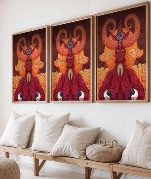 Mythical creature artwork with intricate patterns and symbolism