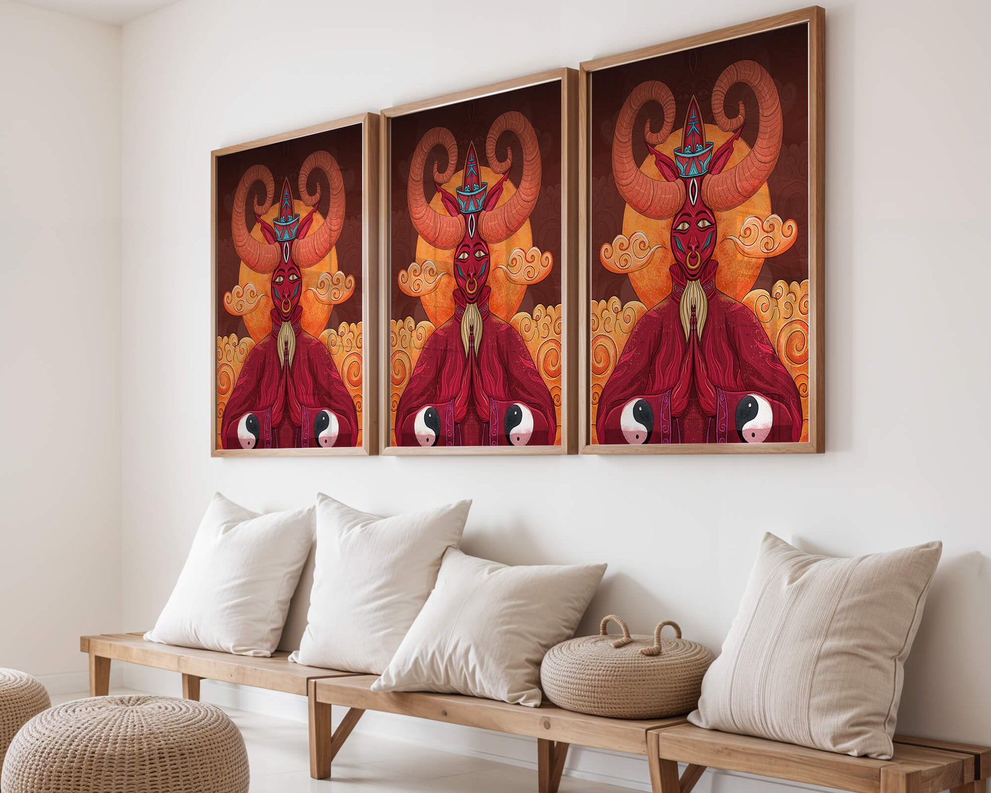 Mythical creature artwork with intricate patterns and symbolism