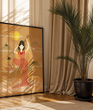 Serene Oriental Woman Playing Instrument Amidst Nature - Mi tienda