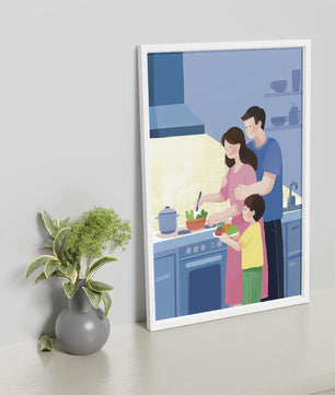 Family Cooking Together in a Modern Kitchen