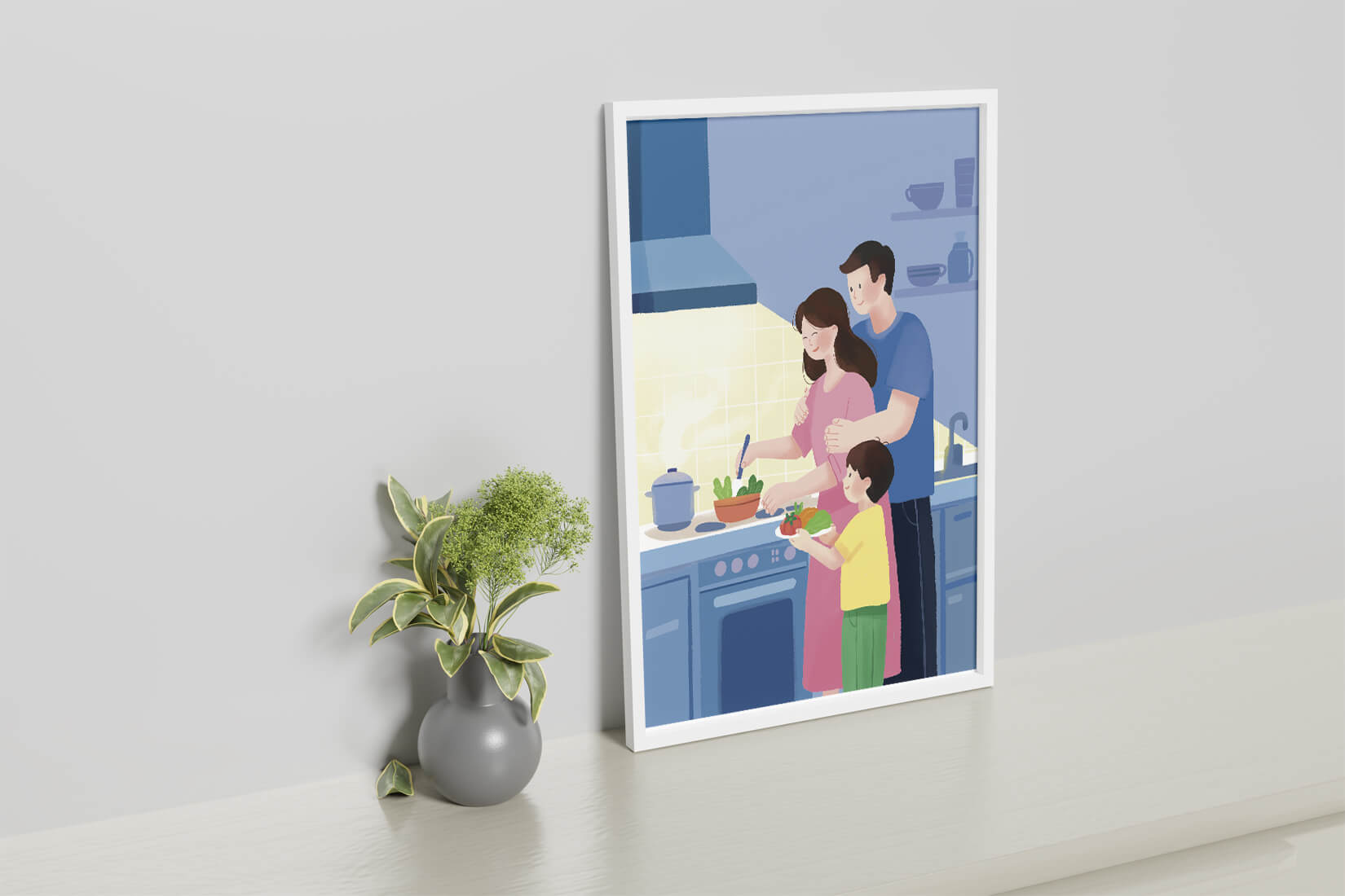 Family Cooking Together in a Modern Kitchen
