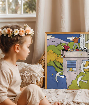 Youthful Adventure on Rooftop with Nature and Cityscape