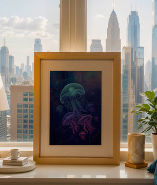 Jellyfish Illuminated in Magical Ocean Scene