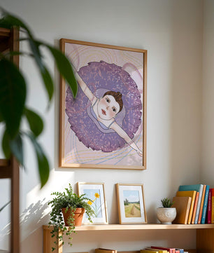 Graceful ballerina in a purple tutu with sparkling details