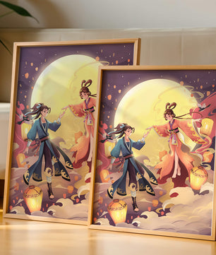 Scène de fantaisie élégante au clair de lune avec tenue traditionnelle