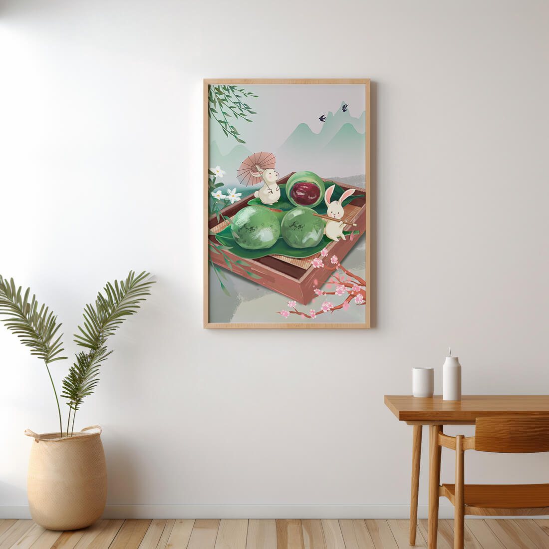 Charming Hasen mit Mochi und Berglandschaft
