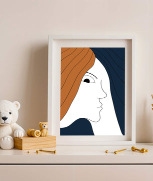 Abstract Portrait with Stylized Hair and Minimalist Design - Mi tienda