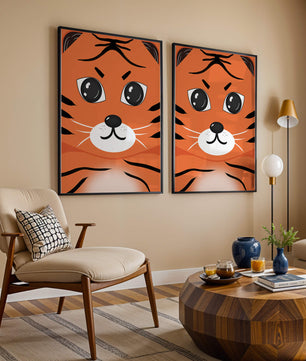 Illustration d’un visage de tigre adorable avec des traits marqués