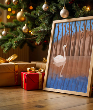 Serene swan on calm water with reflections of trees