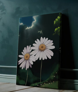 Sunlit Daisies in a Serene Landscape