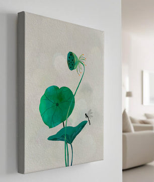 Lotus Flower and Dragonfly with Watercolor Effect - Mi tienda