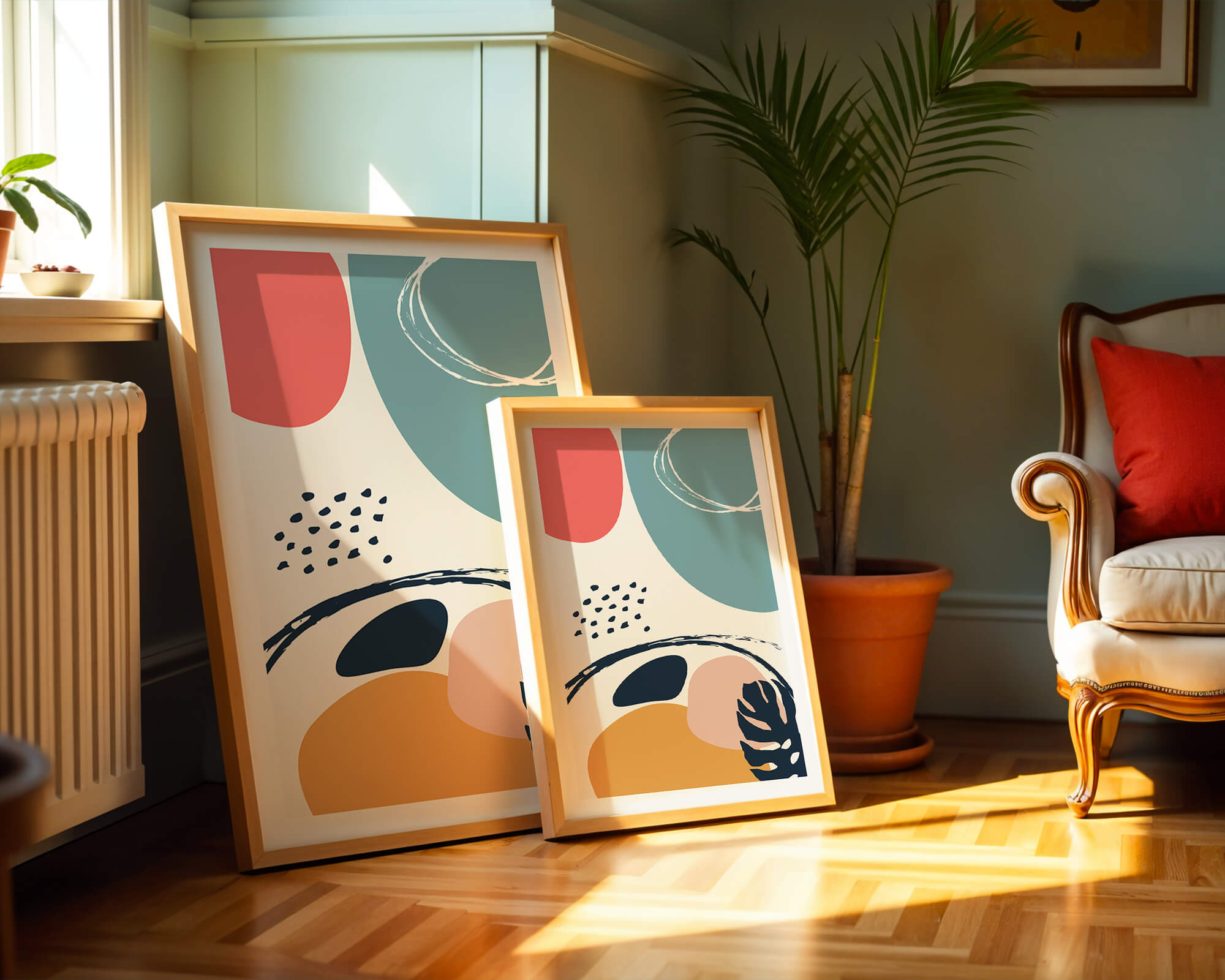 Abstract shapes and colors in modern art design