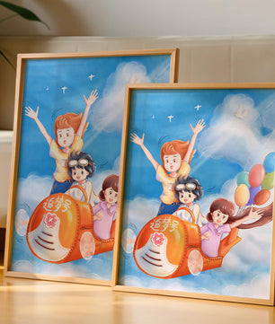 Aventure d'enfants dans le ciel avec des ballons et des avions ludiques