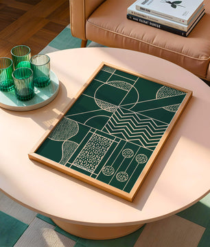 Geometric Abstract Art with Circle and Line Patterns