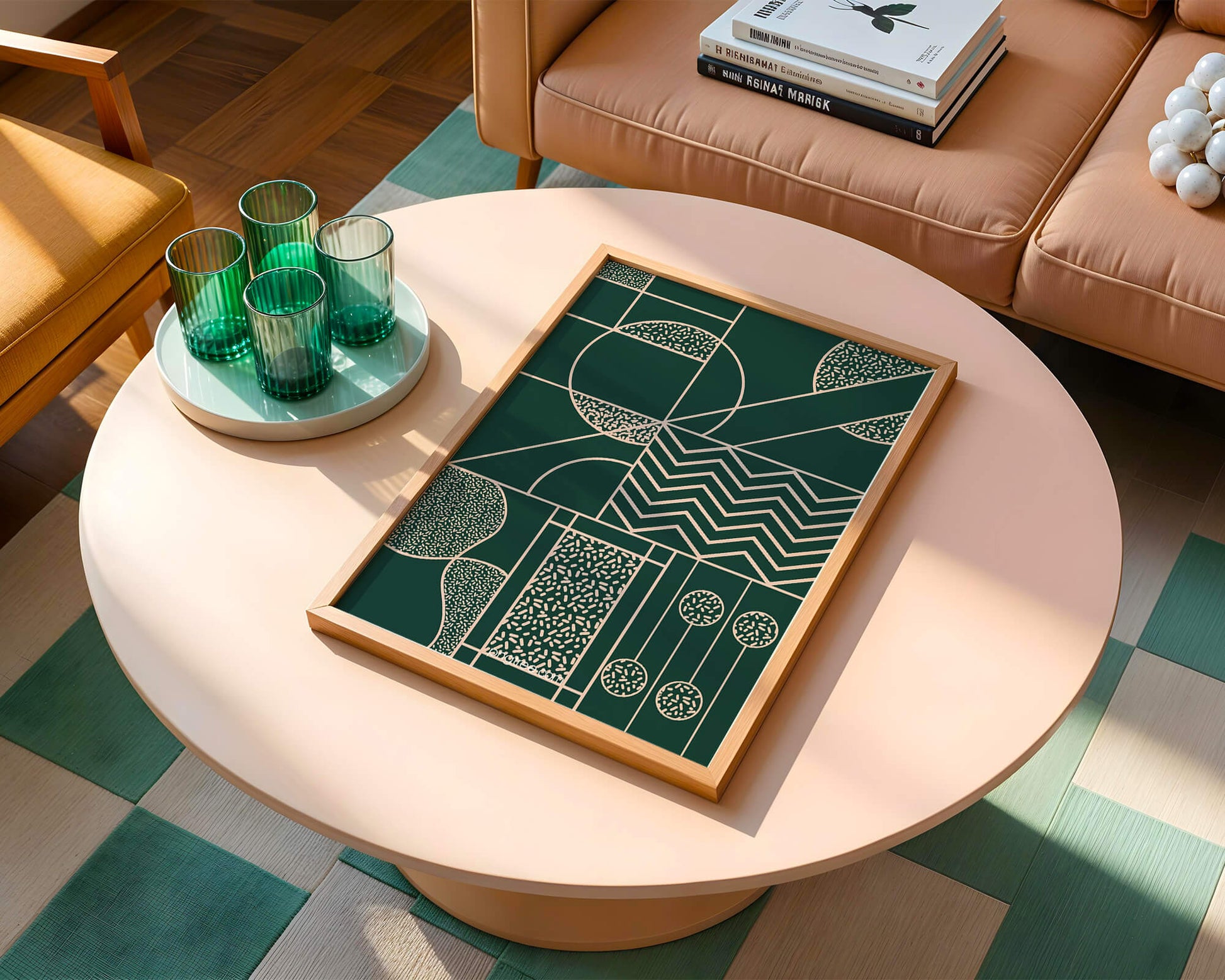 Geometric Abstract Art with Circle and Line Patterns