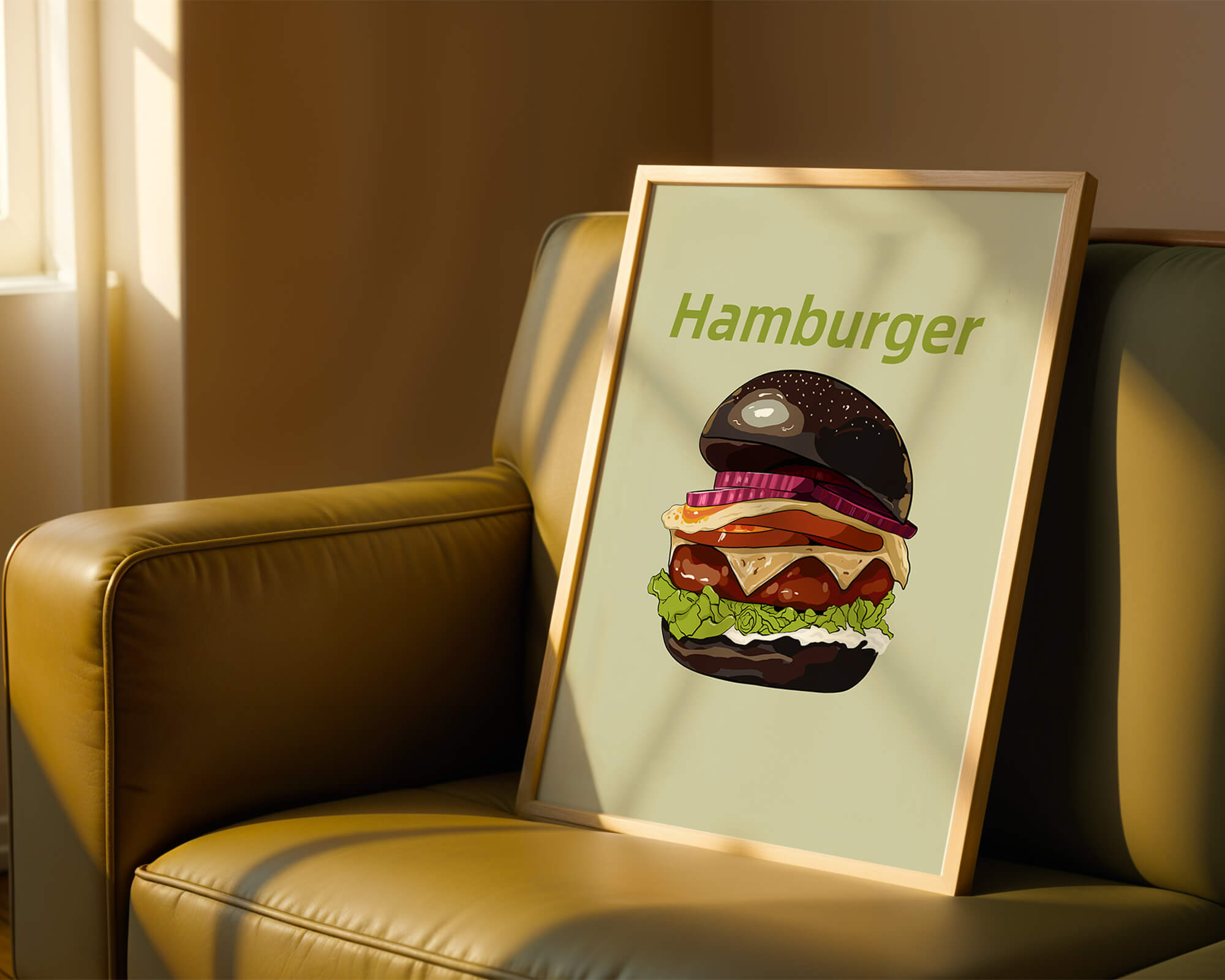 Delicious hamburger illustration with vibrant ingredients