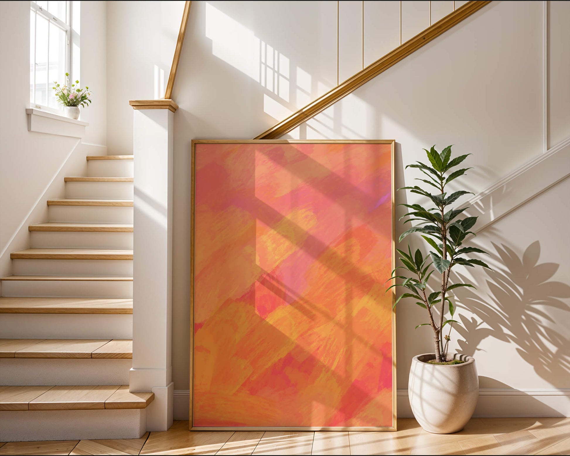 Abstract Warm Toned Brushstroke Art