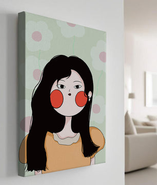 Charmante illustration d'une jeune femme avec un fond floral