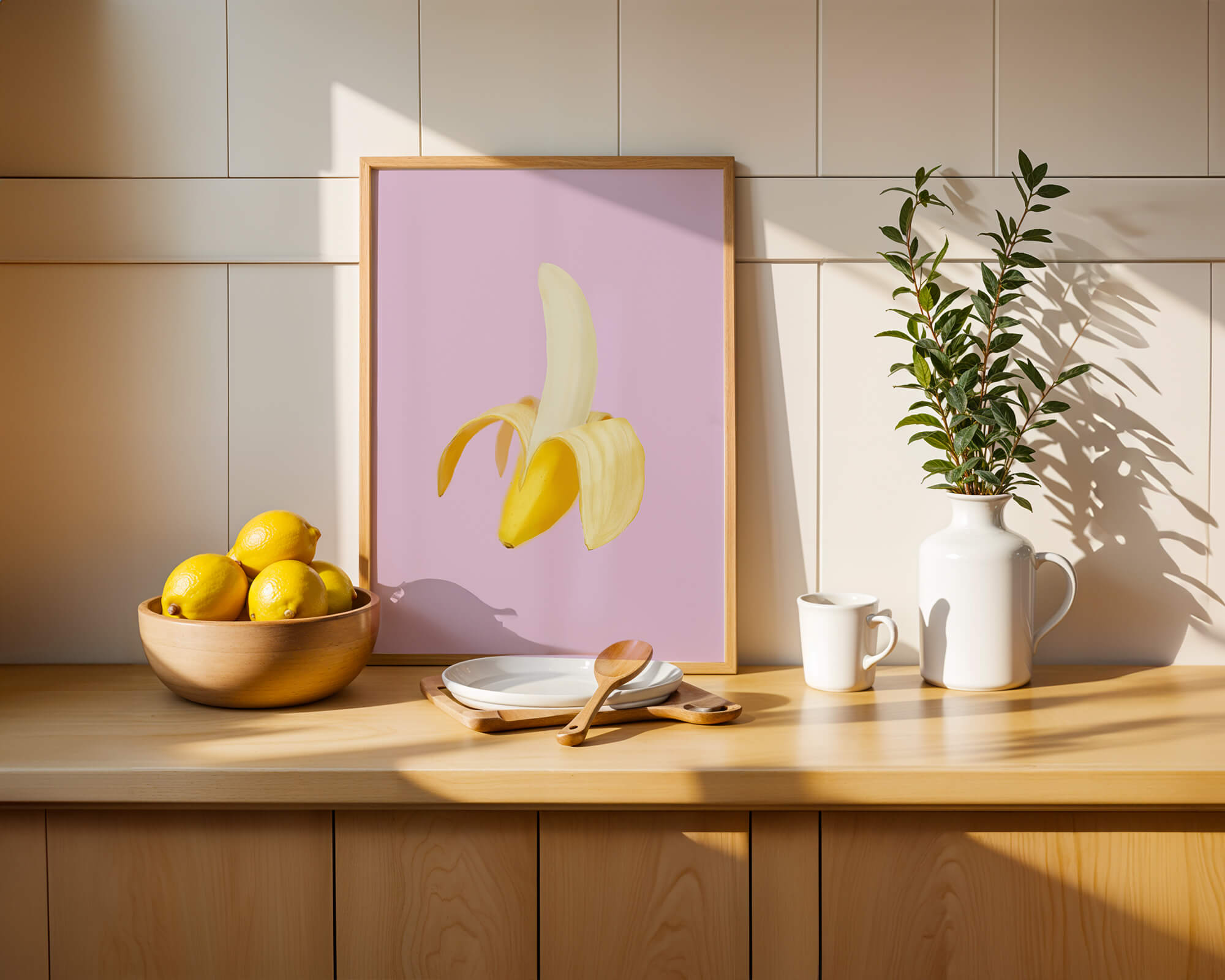 Open banana with purple background for vibrant decoration