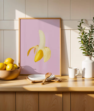Open banana with purple background for vibrant decoration