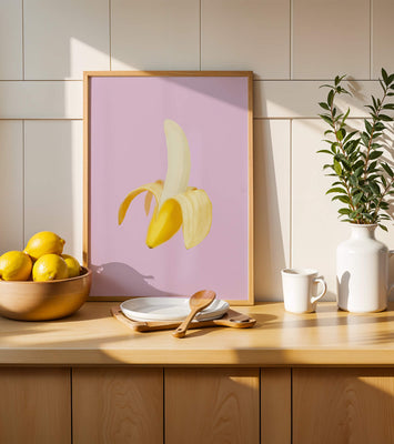 Open banana with purple background for vibrant decoration