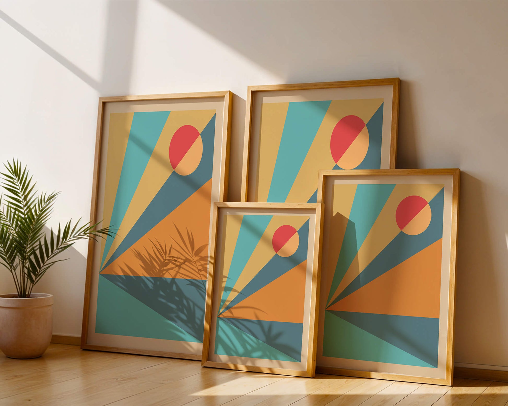 Geometric Abstract Art with Bold Colors and Circles