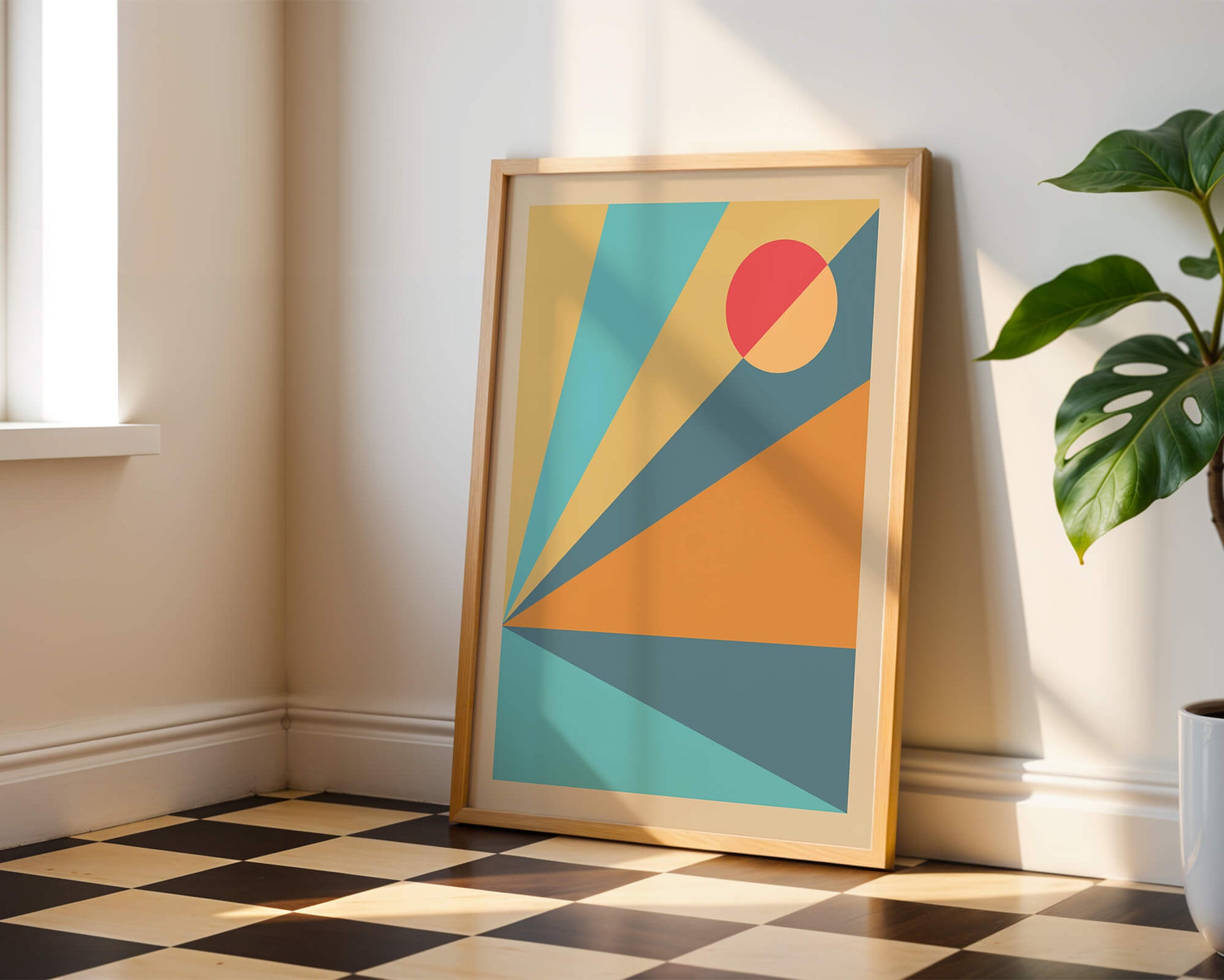 Geometric Abstract Art with Bold Colors and Circles
