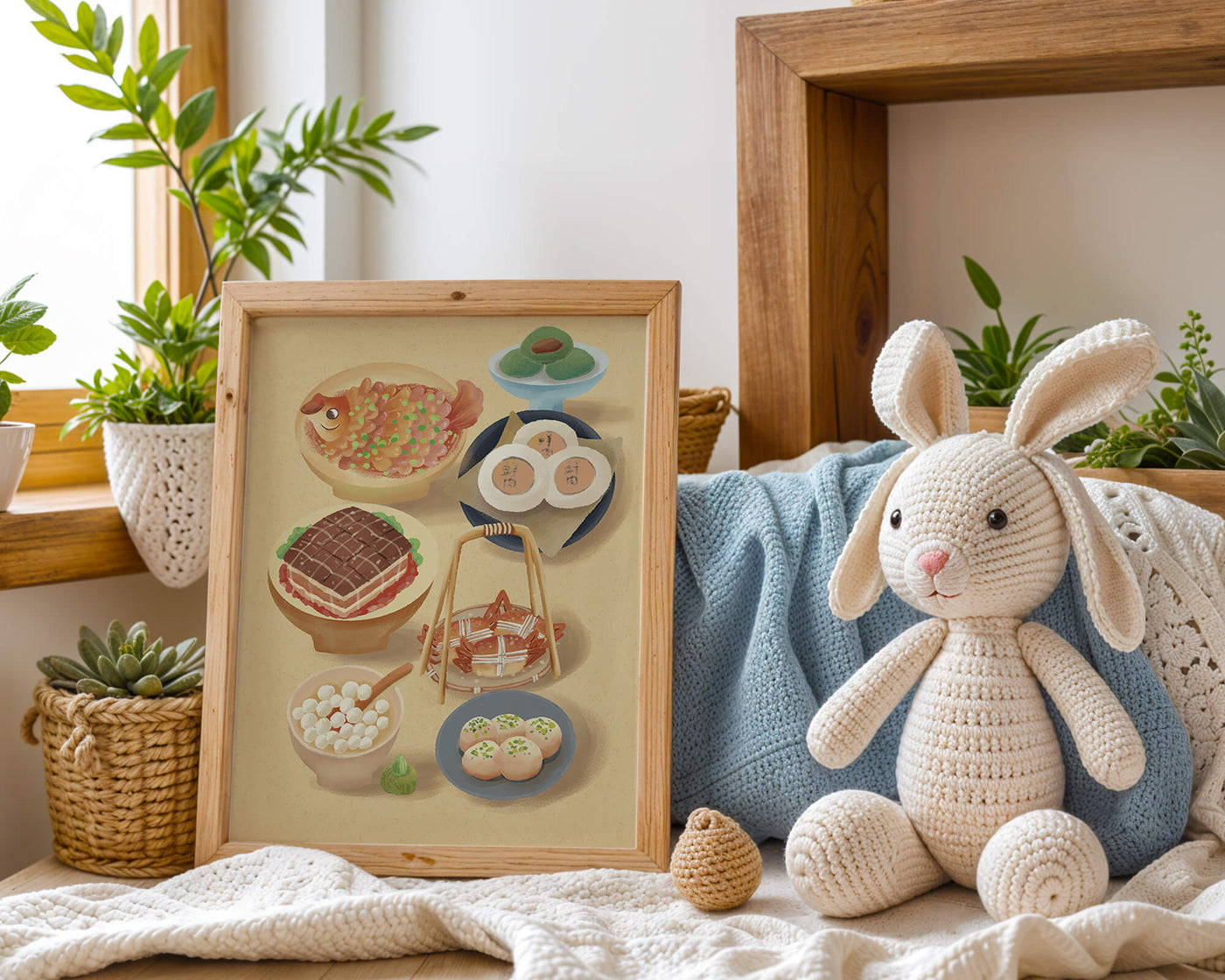 Colorful Chinese Cuisine Illustration with Various Dishes