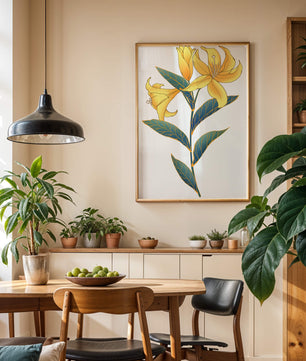 Elegante goldene Lilienillustration mit komplizierten Blattdetails