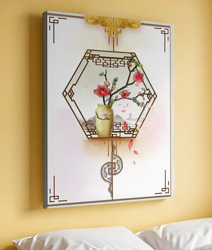 Design floral élégant avec vase et accents dorés