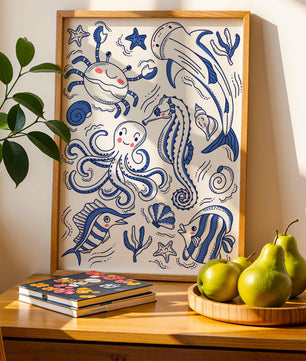 Underwater Marine Life Theme with Cartoon Sea Creatures