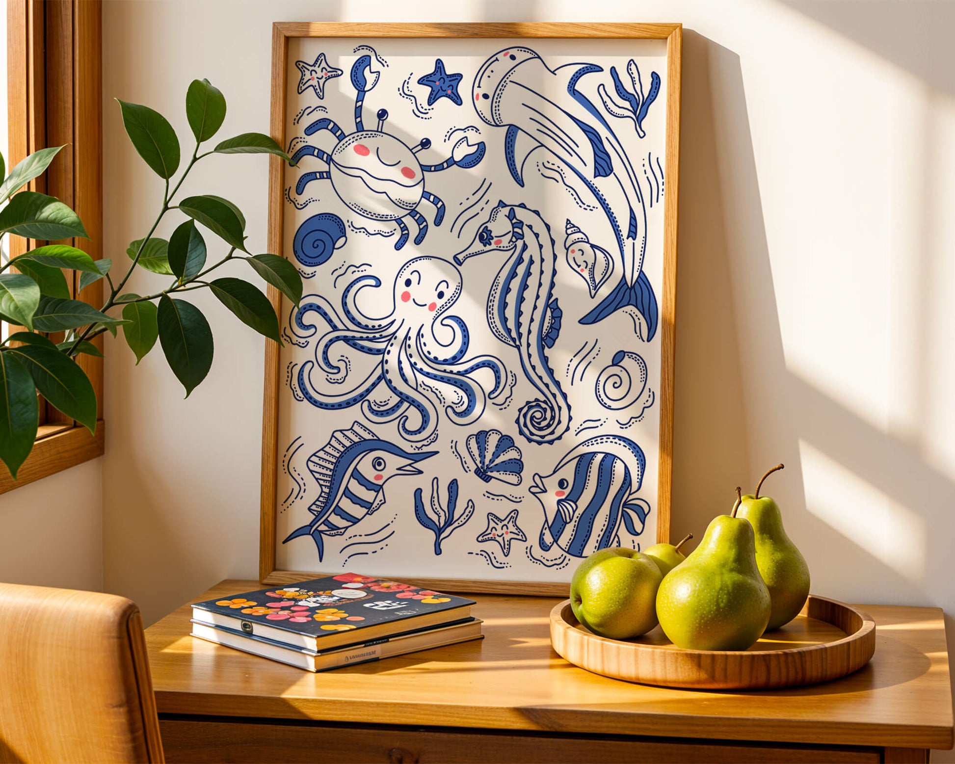 Underwater Marine Life Theme with Cartoon Sea Creatures