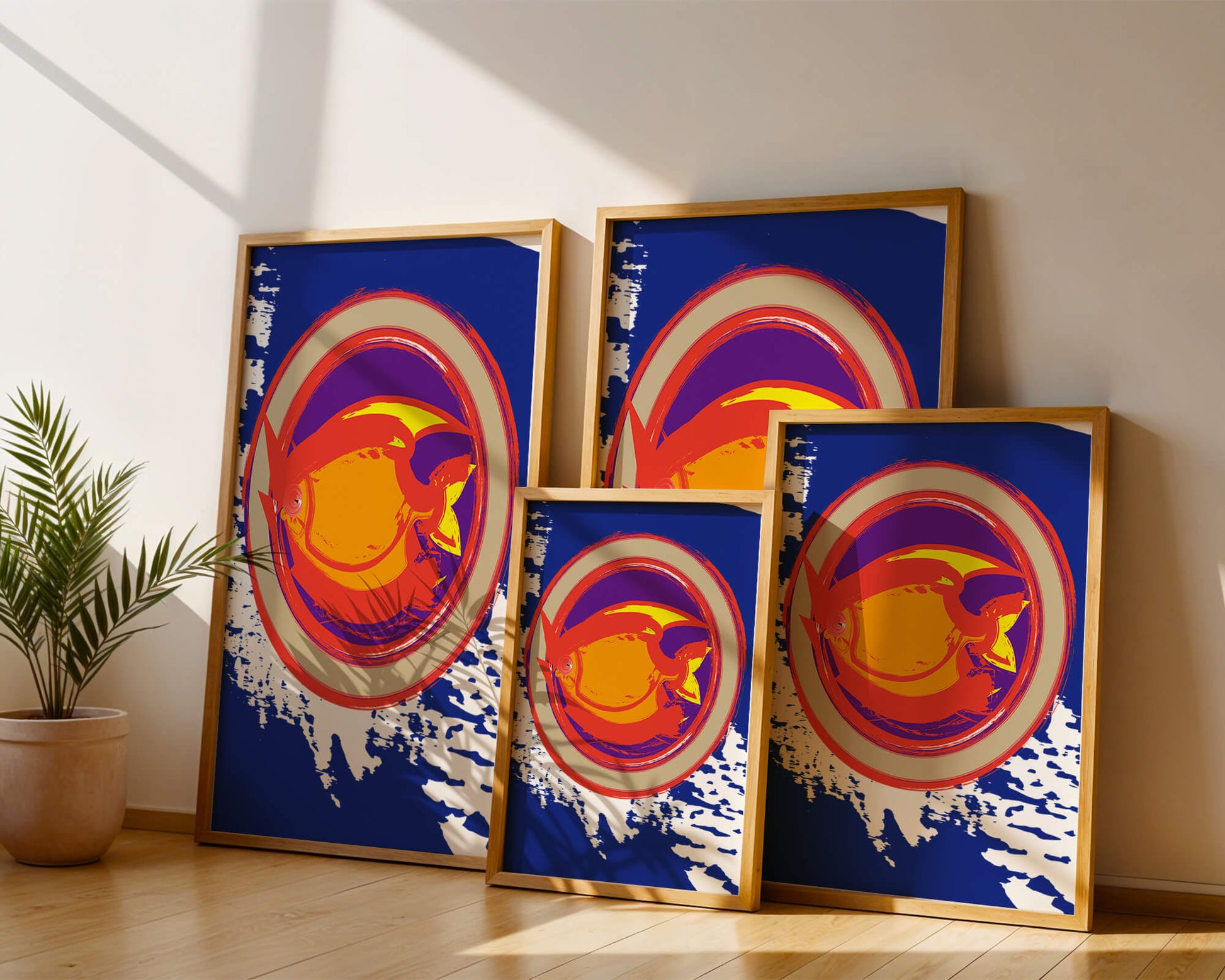 Abstraktes kreisförmiges Design mit lebendigen Farben und Pinselstrichen